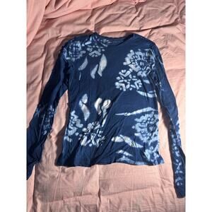 Marika Charles Navy Tie‑Dye Long Sleeve Top